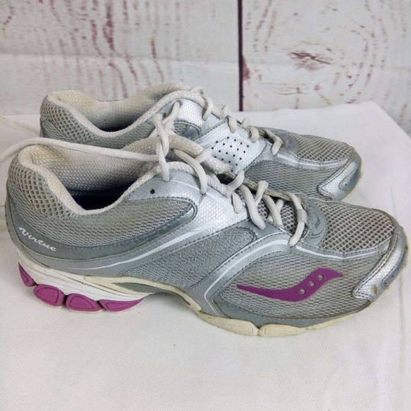 Saucony Grid Virtue Gray Purple Silver Sz 10 - Picture 3 of 8